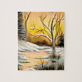 Puzzle Espejismo de oro del invierno del abedul