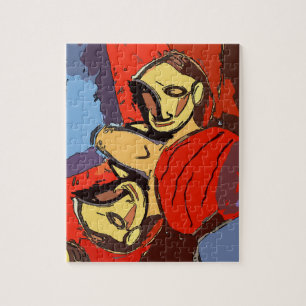 Puzzle Espejo De Hombre Con Toalla Azul,