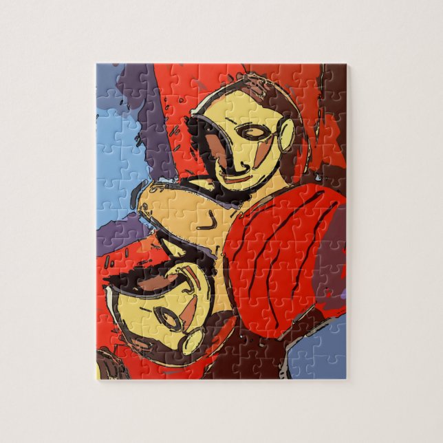 Puzzle Espejo De Hombre Con Toalla Azul, (Vertical)