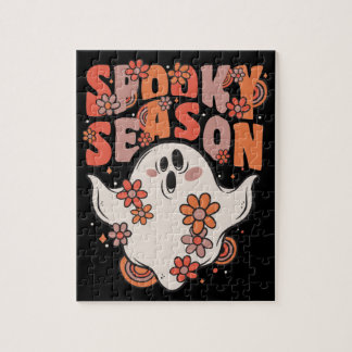 Puzzle Espeluznante Fantasma Groovy Con Flores Vintage Ji