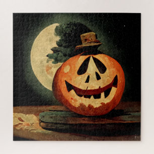 Puzzle Espeluznante Jack-O-Lantern con un sombrero superi