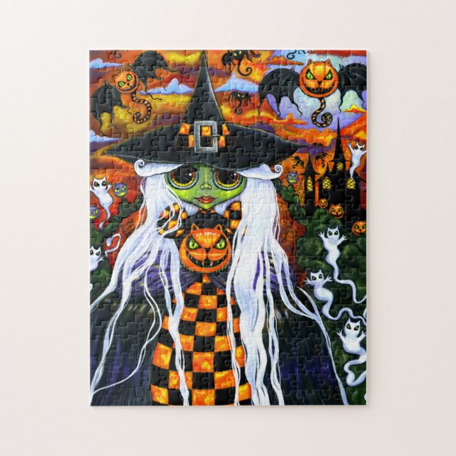 Puzzle Espeluznantes Ojos Grandes de Brujas de Halloween (Vertical)