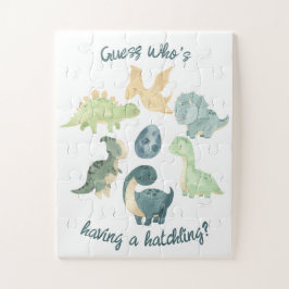 Puzzle Esperamos Invitación de embarazo Dino Egg