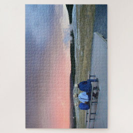 Puzzle Esperando al géiser Old Faithful al atardecer