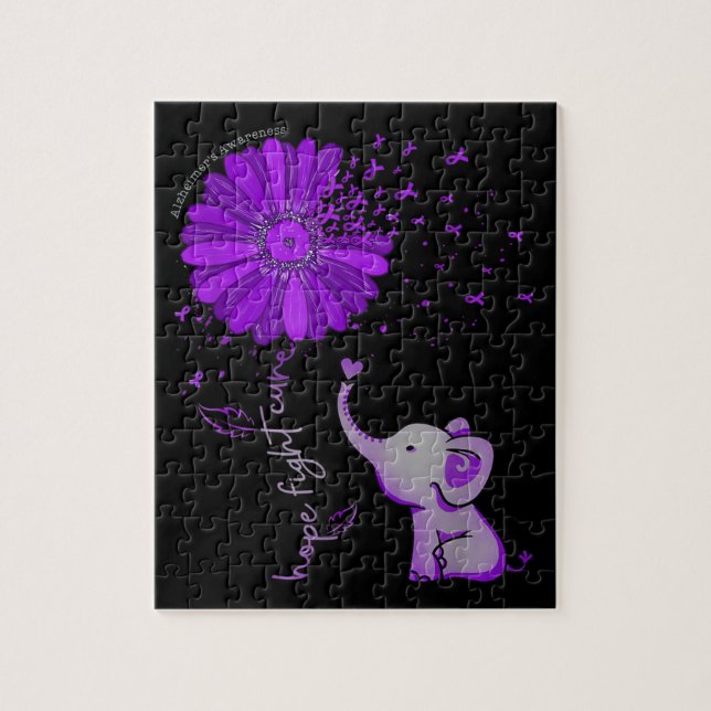 Puzzle Esperanza contra la cinta morada del elefante Alzh (Vertical)