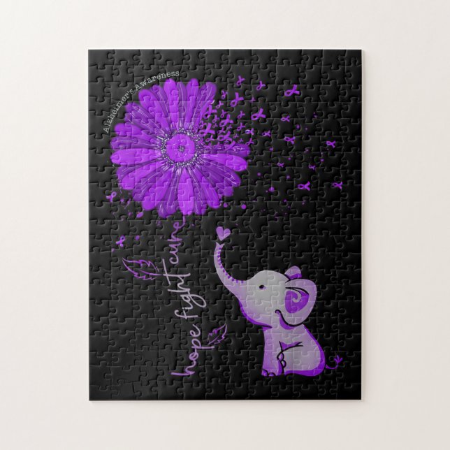 Puzzle Esperanza contra la cinta morada del elefante Alzh (Vertical)