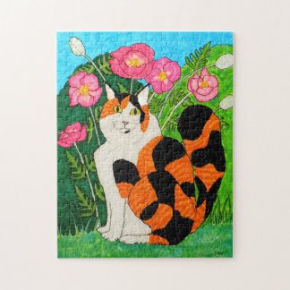 Puzzle Espías orientales rosados de gato calico de color