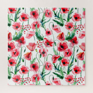 Puzzle Espías rojas: ilustracion floral acuarela