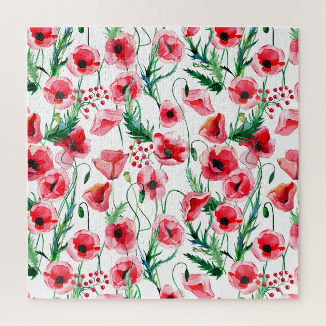 Puzzle Espías rojas: ilustracion floral acuarela (Vertical)