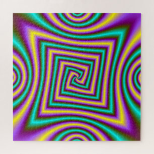 Puzzle Espiral angular en amarillo violeta y verde