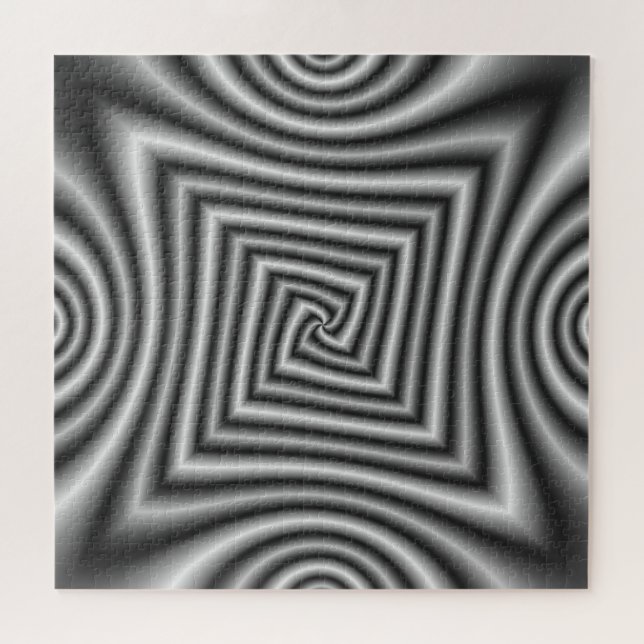 Puzzle Espiral angular en blanco y negro (Horizontal)