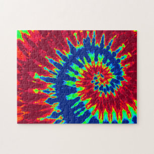 Puzzle Espiral de tinte azul Groovy Red y Navy