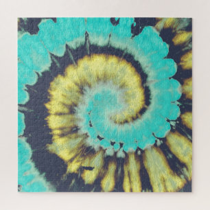 Puzzle Espiral verde azulada: Textura Hippie Grunge.