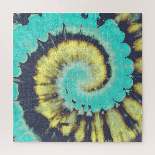 Puzzle Espiral verde azulada: Textura Hippie Grunge. (Vertical)
