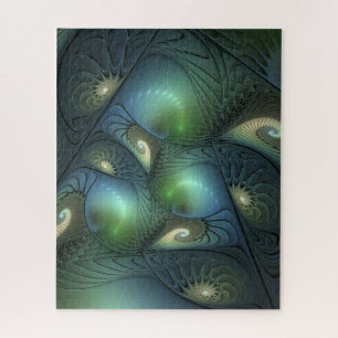 Puzzle Espirales Verde azulado Beige Verde Resumen arte f