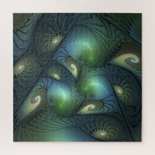 Puzzle Espirales Verde azulado Beige Verde Resumen arte f