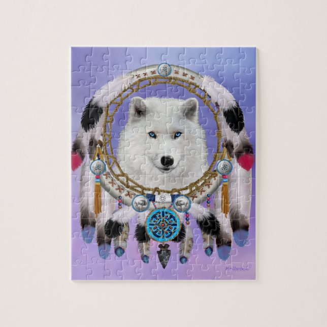 Puzzle Espíritu de lobo indio nativo (Vertical)
