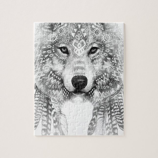 Puzzle Espíritu de lobo tribal (Vertical)
