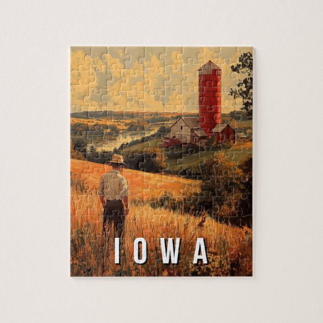 Puzzle Espíritu Patriótico Retro Iowa - Americana Heartla (Vertical)