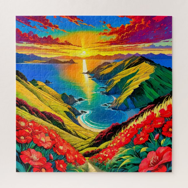 Puzzle Esplendor del Atardecer Costero (Vertical)