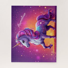 Puzzle Espuma de unicornio morado encantada personalizada