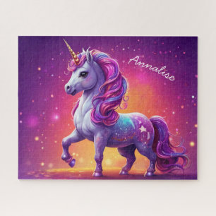 Puzzle Espuma de unicornio morado encantada personalizada