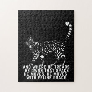 Puzzle Esquema de gato con poema de gracia felina sierra