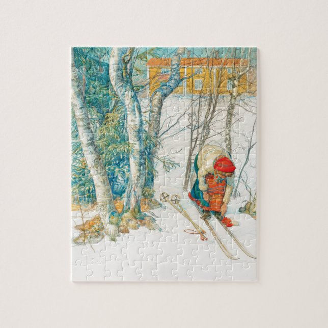 Puzzle Esquí del invierno de Carl Larsson (Vertical)