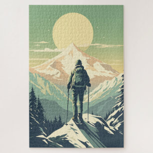 Puzzle Esquiador Sobre La Montaña
