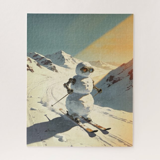Puzzle Esquiando  Muñeco de nieve  (Vertical)