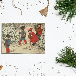 Puzzle Esquiar infantil, una escena de invierno vintage