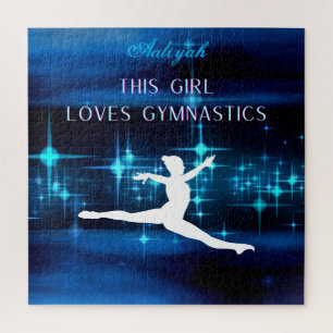 Puzzle Esta Chica Ama La Gimnasia Negro, Azul, Blanco