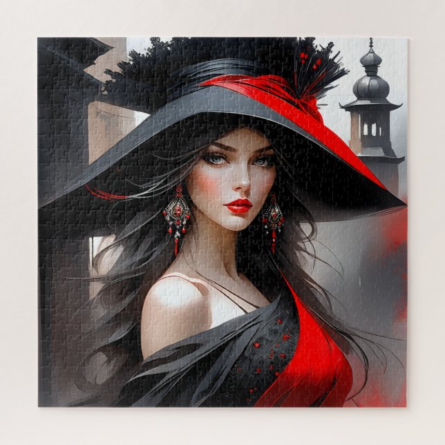 Puzzle Esta mujer tiene una cara fantástica. Es caucásica (Vertical)