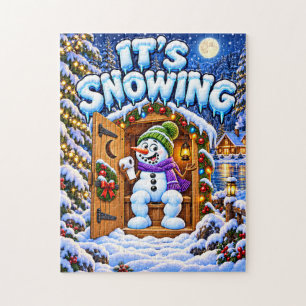 Puzzle Está Nevando Payaso de Nieve Navidad Caseta de Bañ