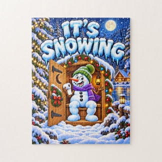 Puzzle Está Nevando Payaso de Nieve Navidad Caseta de Bañ
