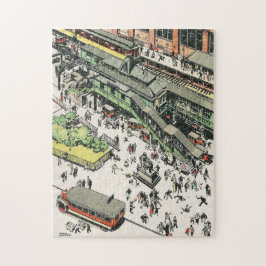 Puzzle Estación de tren El en la plaza Greeley, años 20