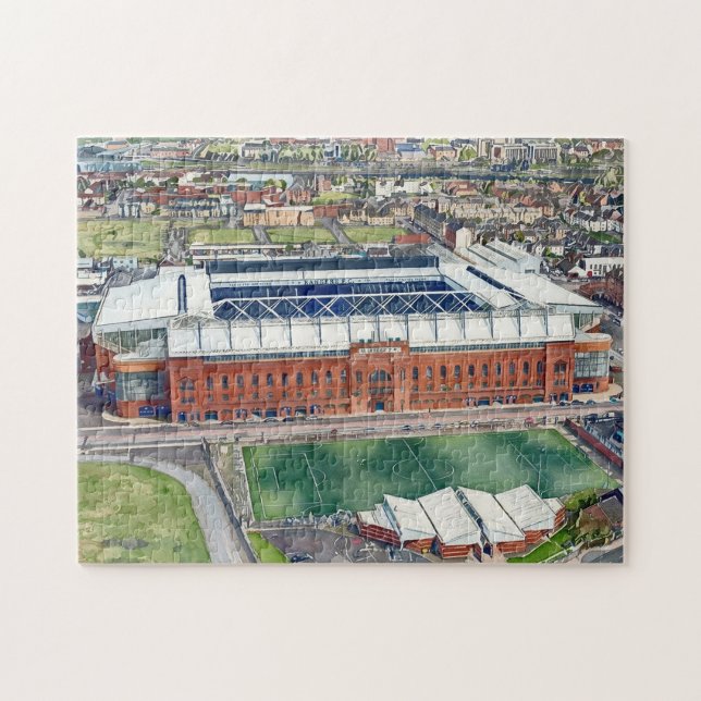 Puzzle Estadio histórico Ibrox Glasgow Acuarela (Horizontal)