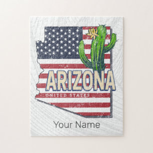 Puzzle Estado de Arizona Estados Unidos Mapa de Retro Vin
