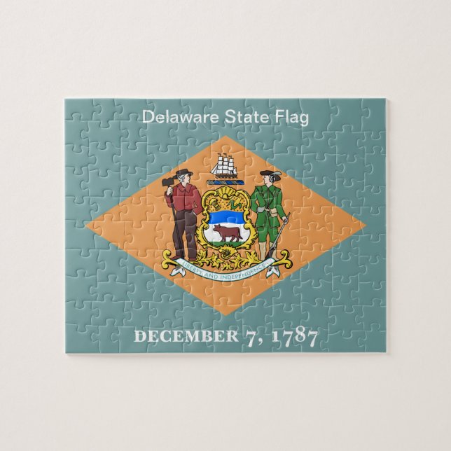 Puzzle Estado de la bandera de Delaware 8x10 (Horizontal)