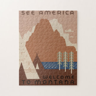 Puzzle Estado de Montana: Tribus Indias, Montañas, Prader