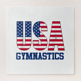 Puzzle Estados Unidos: Deportes de gimnasia con bandera e