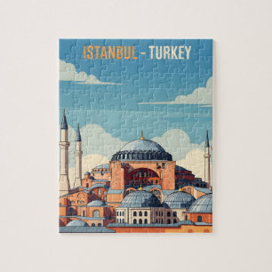 Puzzle Estambul Turquía con Hagia Sophia y minaretes