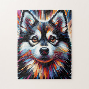 Puzzle Estampa Acrílica de Perro Alaskan Klee Kai   Color