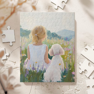 Puzzle Estampa de arte de niña y perro grand millennial c
