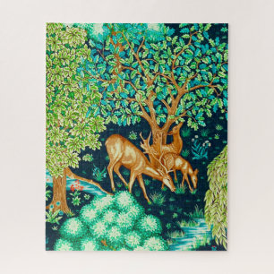Puzzle Estampa de tapiz de William Morris Ciervo junto a 
