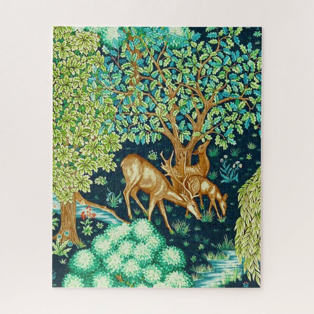 Puzzle Estampa de tapiz de William Morris Ciervo junto a  (Vertical)
