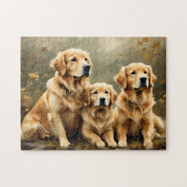 Puzzle Estampa vintage de perros Retriever dorados