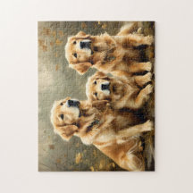 Estampa vintage de perros Retriever dorados