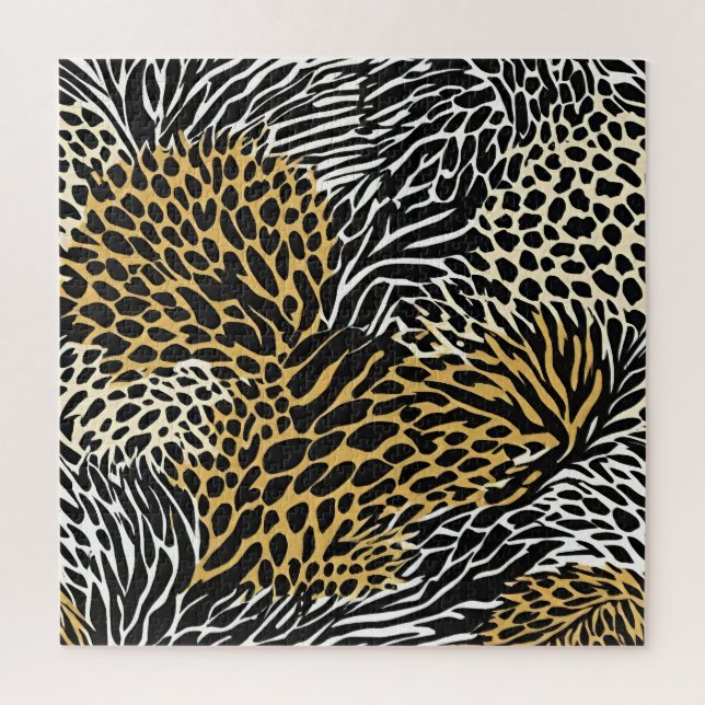 Puzzle Estampado Animal Mixto Cebra Leopardo Tigre (Vertical)