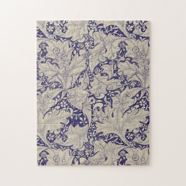 Puzzle Estampado de Alhelí de William Morris Azul Antiguo (Vertical)